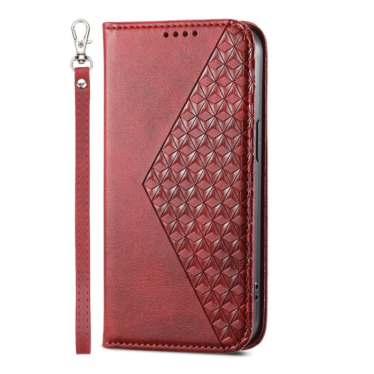 For iPhone 17e / 16e Cubic Grid Calf Texture Magnetic Leather Phone Case
