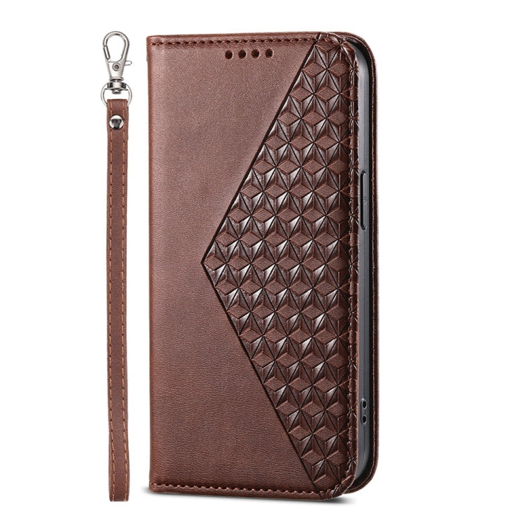 For iPhone 17e / 16e Cubic Grid Calf Texture Magnetic Leather Phone Case