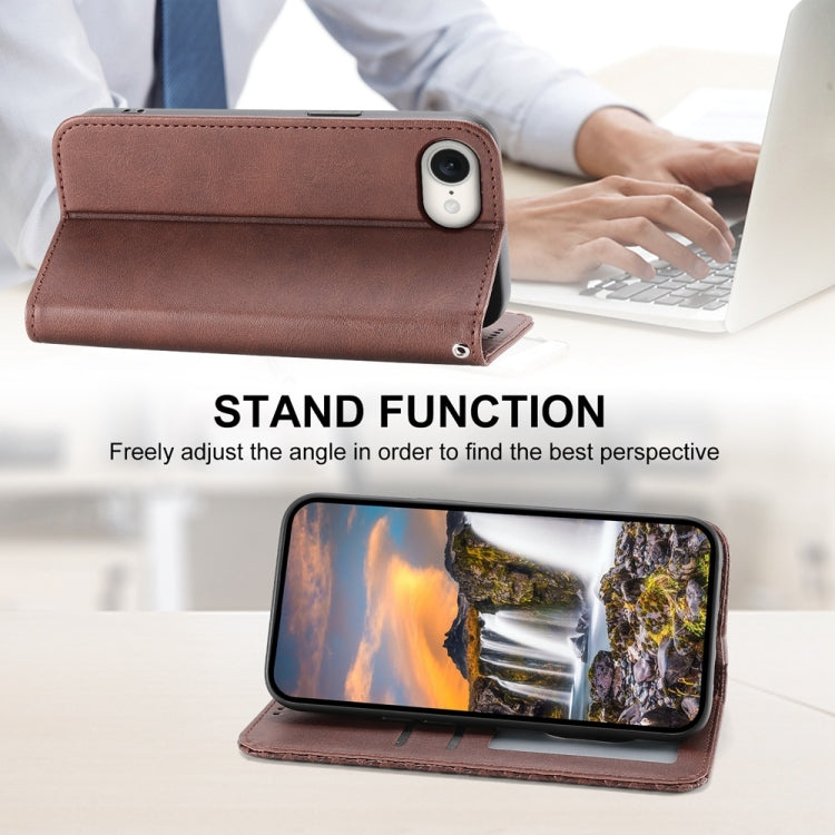 For iPhone 17e / 16e Cubic Grid Calf Texture Magnetic Leather Phone Case