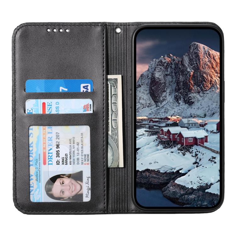 For iPhone Air Cubic Grid Calf Texture Magnetic Leather Phone Case