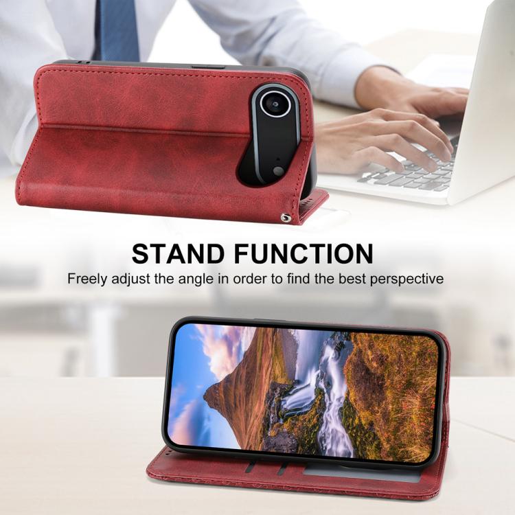 For iPhone Air Cubic Grid Calf Texture Magnetic Leather Phone Case