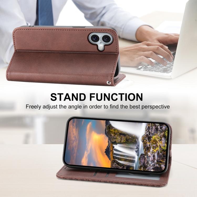 For iPhone 17 Cubic Grid Calf Texture Magnetic Leather Phone Case
