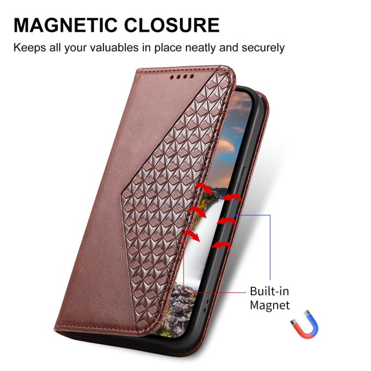 For iPhone 17 Cubic Grid Calf Texture Magnetic Leather Phone Case