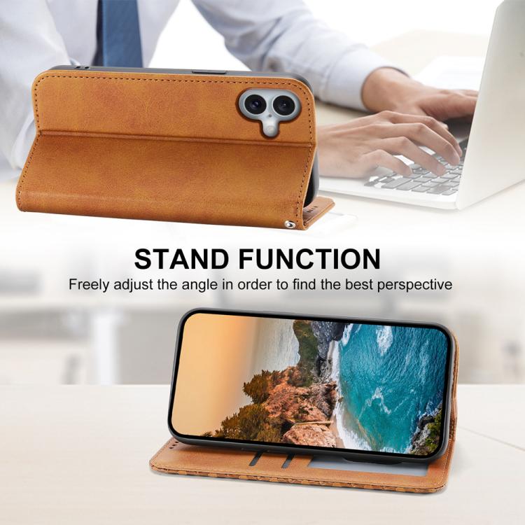 For iPhone 17 Cubic Grid Calf Texture Magnetic Leather Phone Case