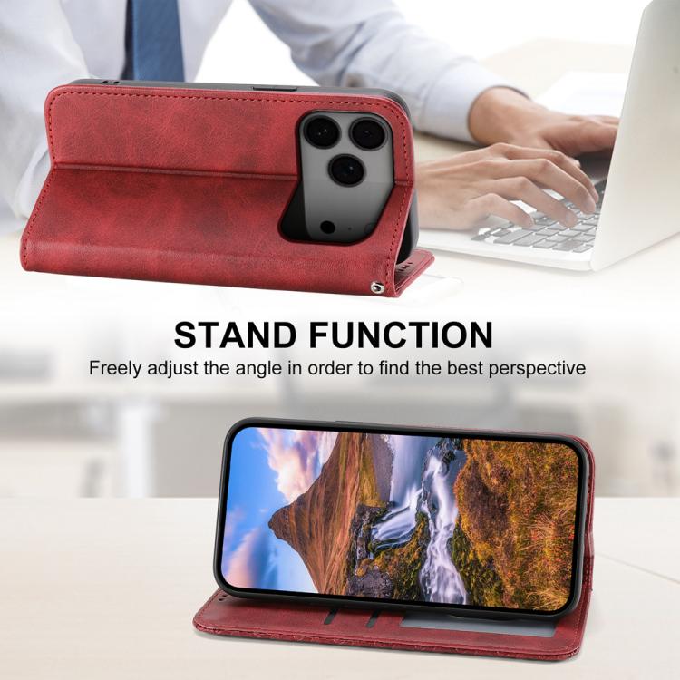 For iPhone 17 Pro Max Cubic Grid Calf Texture Magnetic Leather Phone Case