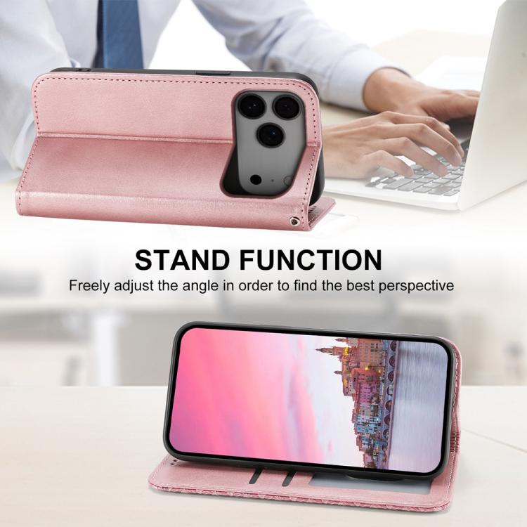 For iPhone 17 Pro Max Cubic Grid Calf Texture Magnetic Leather Phone Case