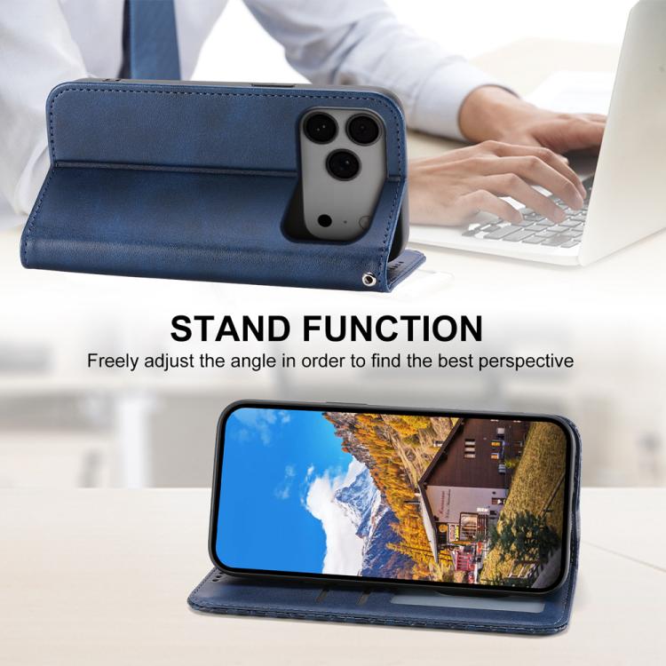 For iPhone 17 Pro Max Cubic Grid Calf Texture Magnetic Leather Phone Case