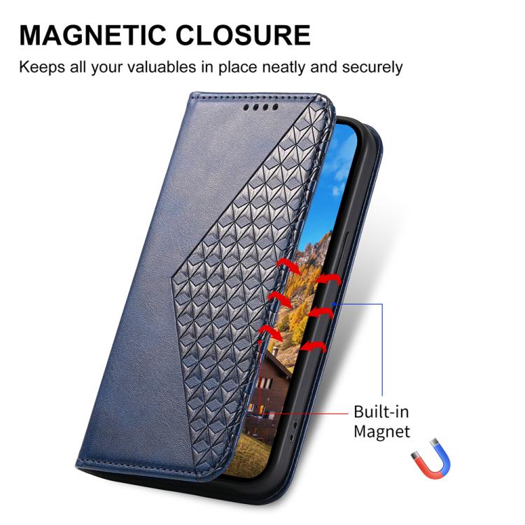 For iPhone 17 Pro Max Cubic Grid Calf Texture Magnetic Leather Phone Case