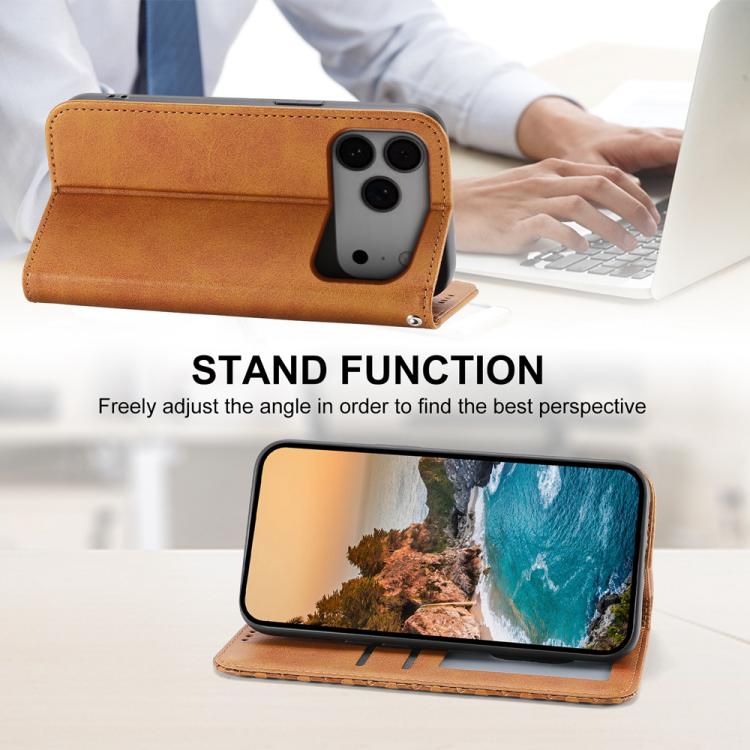 For iPhone 17 Pro Max Cubic Grid Calf Texture Magnetic Leather Phone Case