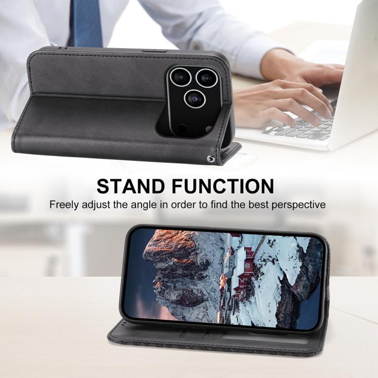 For iPhone 17 Pro Cubic Grid Calf Texture Magnetic Leather Phone Case