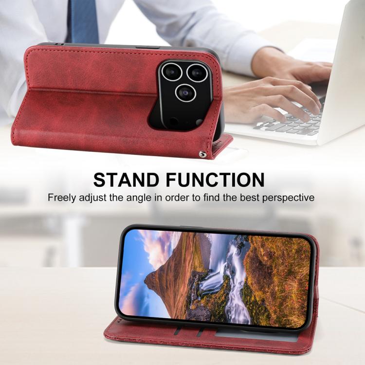 For iPhone 17 Pro Cubic Grid Calf Texture Magnetic Leather Phone Case