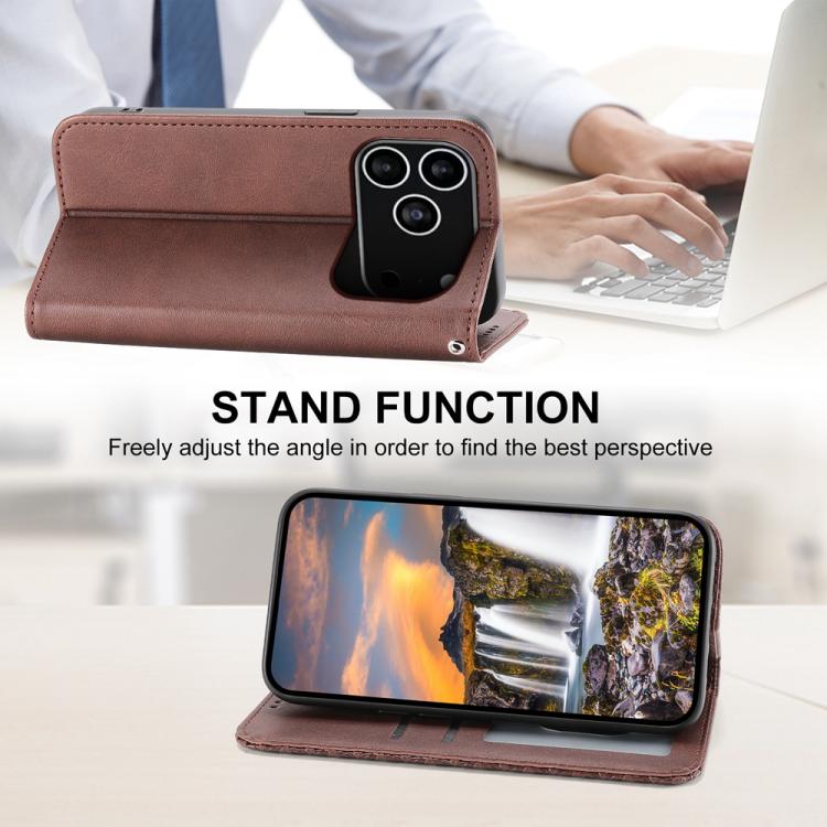 For iPhone 17 Pro Cubic Grid Calf Texture Magnetic Leather Phone Case