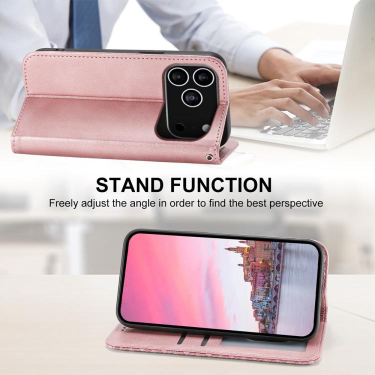For iPhone 17 Pro Cubic Grid Calf Texture Magnetic Leather Phone Case