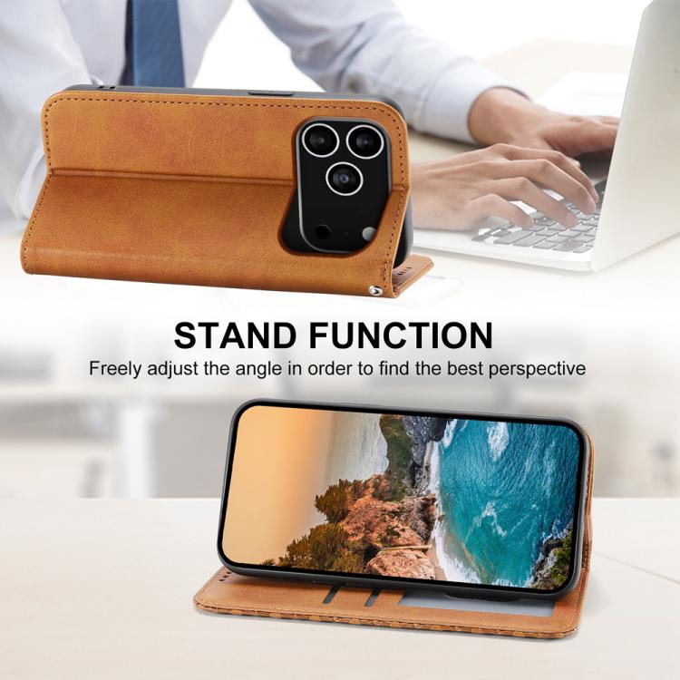 For iPhone 17 Pro Cubic Grid Calf Texture Magnetic Leather Phone Case