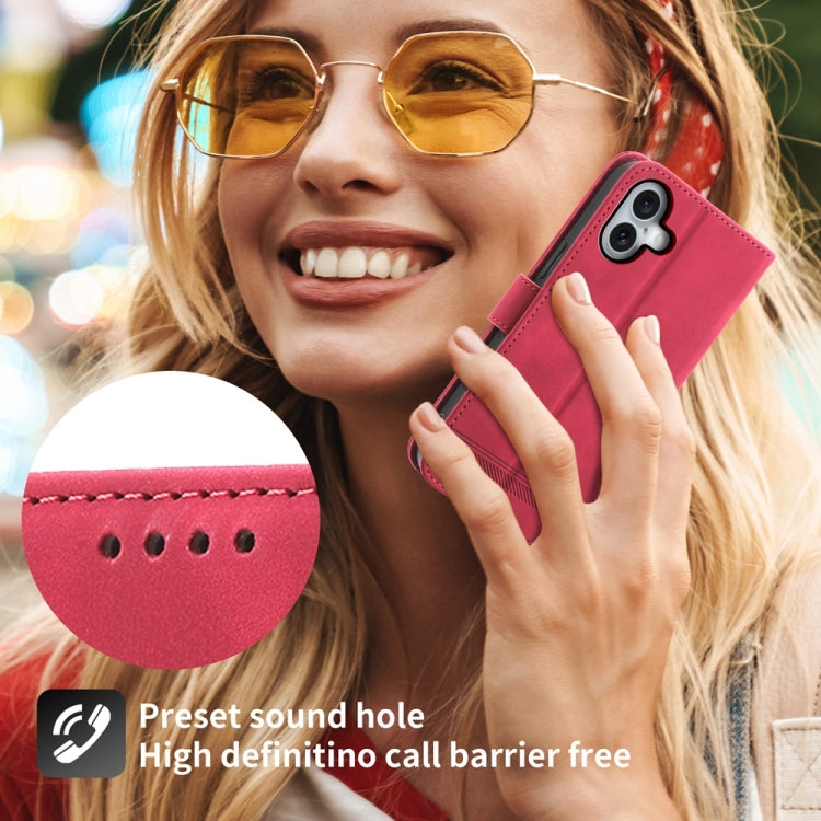 For iPhone 16 Plus Dierfeng Dream Line TPU Hybrid PU Leather Phone Case