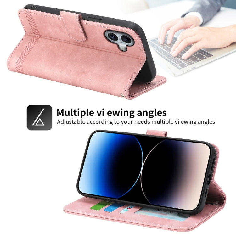 For iPhone 16 Plus Dierfeng Dream Line TPU Hybrid PU Leather Phone Case
