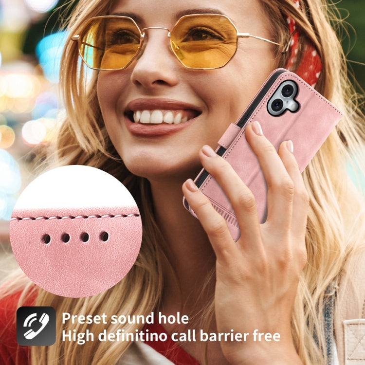 For iPhone 16 Plus Dierfeng Dream Line TPU Hybrid PU Leather Phone Case