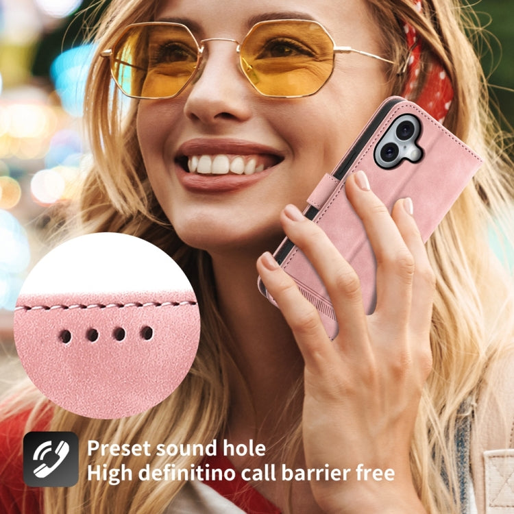 For iPhone 16 Dierfeng Dream Line TPU Hybrid PU Leather Phone Case