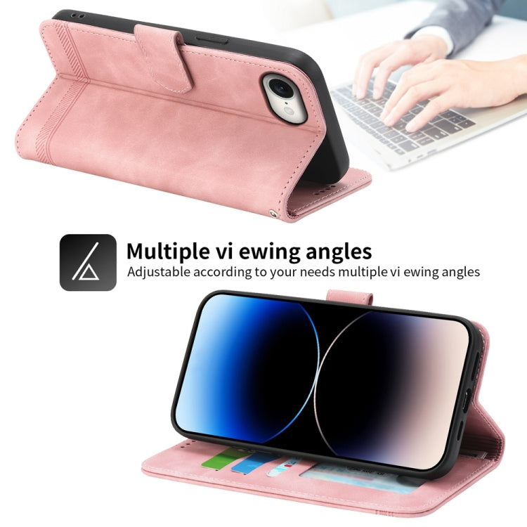 For iPhone 16e Dierfeng Dream Line TPU Hybrid PU Leather Phone Case