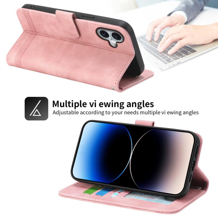 For iPhone 17 Dierfeng Dream Line TPU Hybrid PU Leather Phone Case
