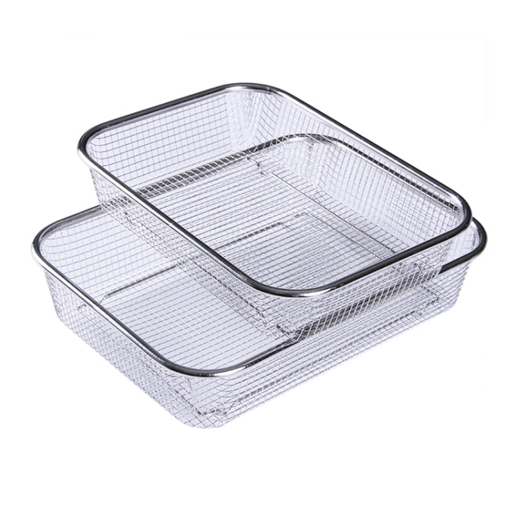 Household Creative Rectangular Kitchen Stainless Steel Fruit Vegetable Storage Basket Hollowed Drain Washing Box, Size:S
