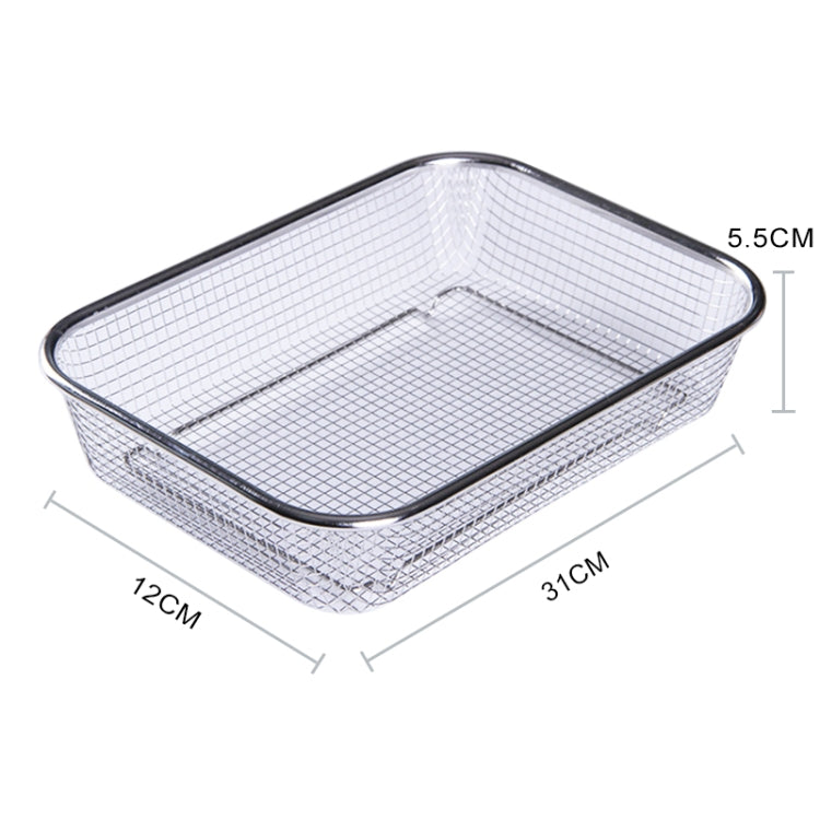 Household Creative Rectangular Kitchen Stainless Steel Fruit Vegetable Storage Basket Hollowed Drain Washing Box, Size:S