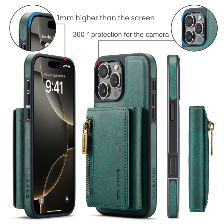 For iPhone 16 Pro Max DG.MING M5 Series Zip RFID Multi Card Detachable Leather Phone Case