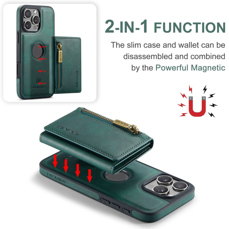 For iPhone 16 Pro DG.MING M5 Series Zip RFID Multi Card Detachable Leather Phone Case