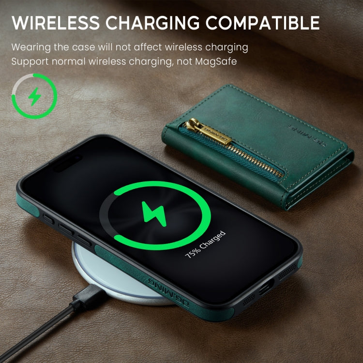 For iPhone 16 Plus DG.MING M5 Series Zip RFID Multi Card Detachable Leather Phone Case