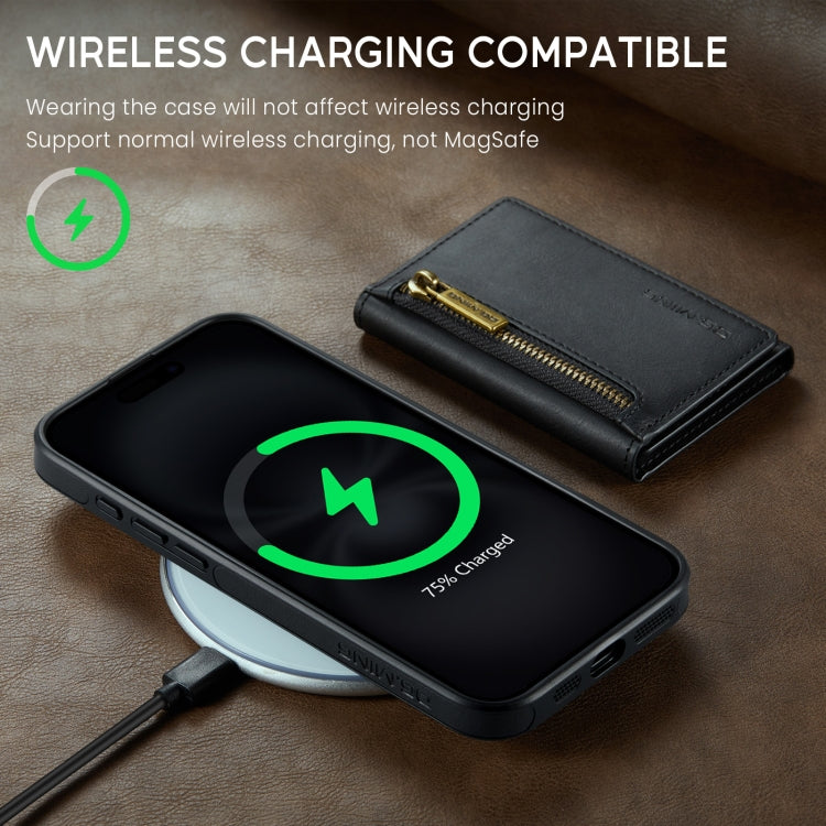 For iPhone 16 DG.MING M5 Series Zip RFID Multi Card Detachable Leather Phone Case