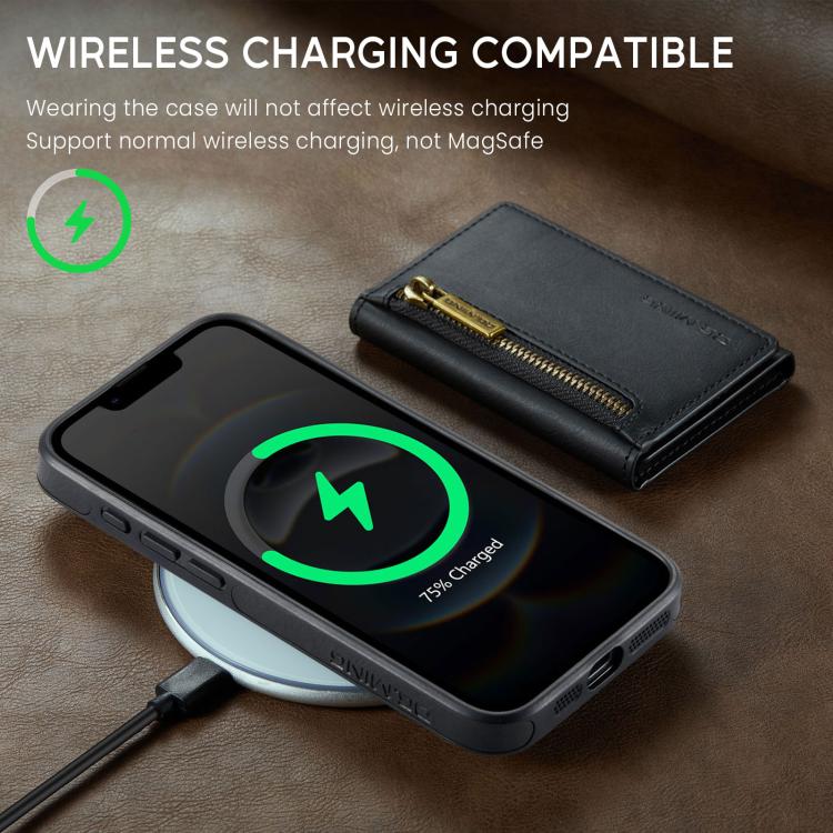 For iPhone 17e / 16e DG.MING M5 Series Zip RFID Multi Card Detachable Leather Phone Case