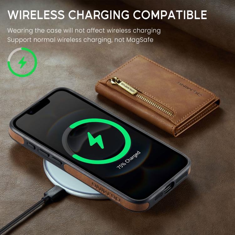 For iPhone 17e / 16e DG.MING M5 Series Zip RFID Multi Card Detachable Leather Phone Case