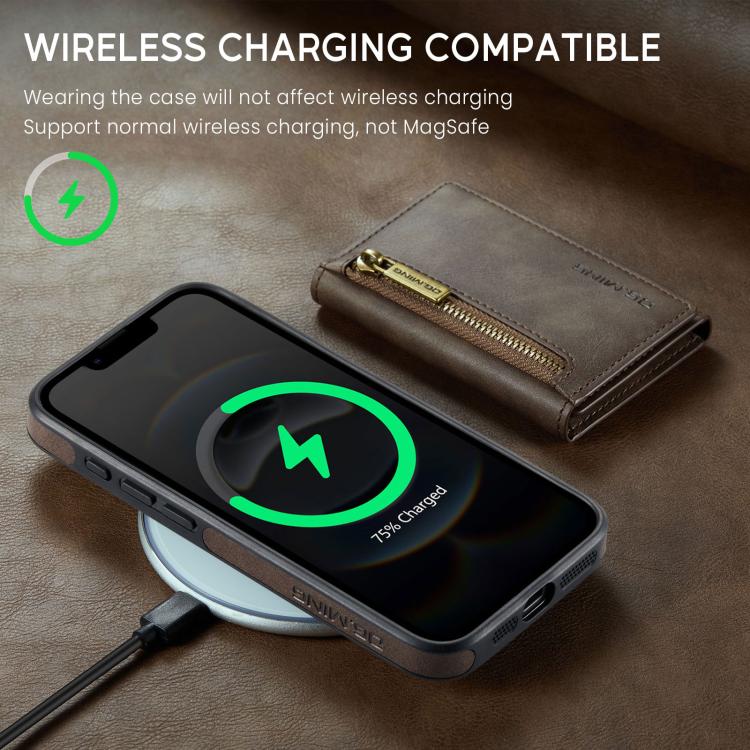 For iPhone 17e / 16e DG.MING M5 Series Zip RFID Multi Card Detachable Leather Phone Case