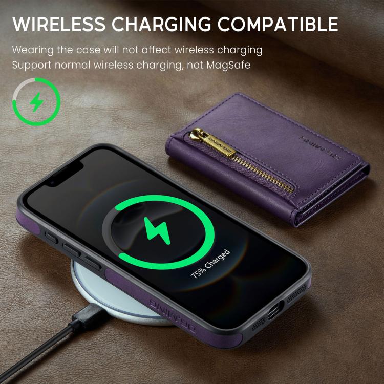 For iPhone 17e / 16e DG.MING M5 Series Zip RFID Multi Card Detachable Leather Phone Case