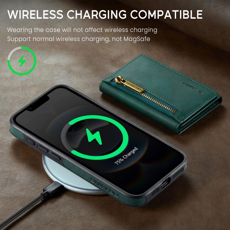 For iPhone 17e / 16e DG.MING M5 Series Zip RFID Multi Card Detachable Leather Phone Case