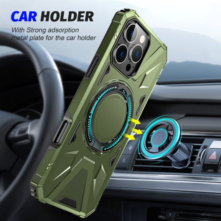 For iPhone 16 Pro MagSafe Magnetic Shockproof Phone Case with Ring Holder