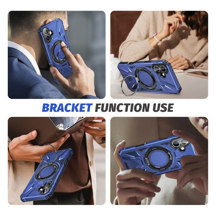 For iPhone 16 Plus MagSafe Magnetic Shockproof Phone Case with Ring Holder