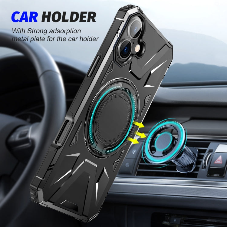 For iPhone 16 Plus MagSafe Magnetic Shockproof Phone Case with Ring Holder