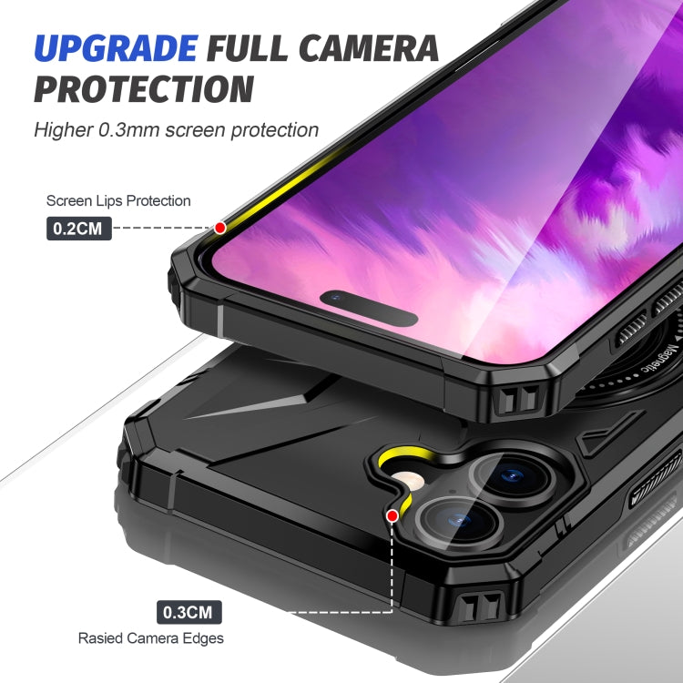 For iPhone 16 Plus MagSafe Magnetic Shockproof Phone Case with Ring Holder