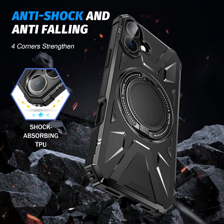 For iPhone 16 Plus MagSafe Magnetic Shockproof Phone Case with Ring Holder