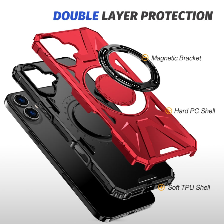 For iPhone 16 Plus MagSafe Magnetic Shockproof Phone Case with Ring Holder