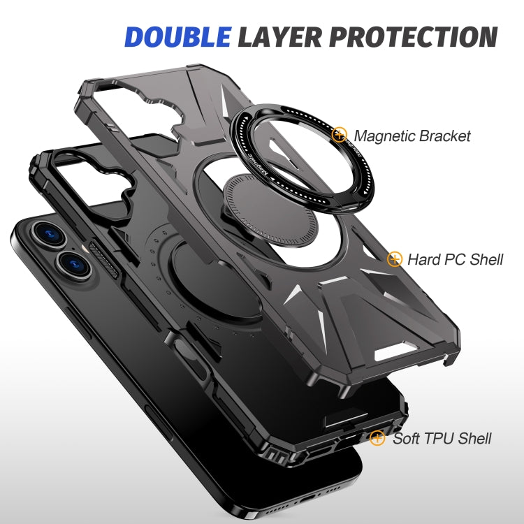 For iPhone 16 Plus MagSafe Magnetic Shockproof Phone Case with Ring Holder