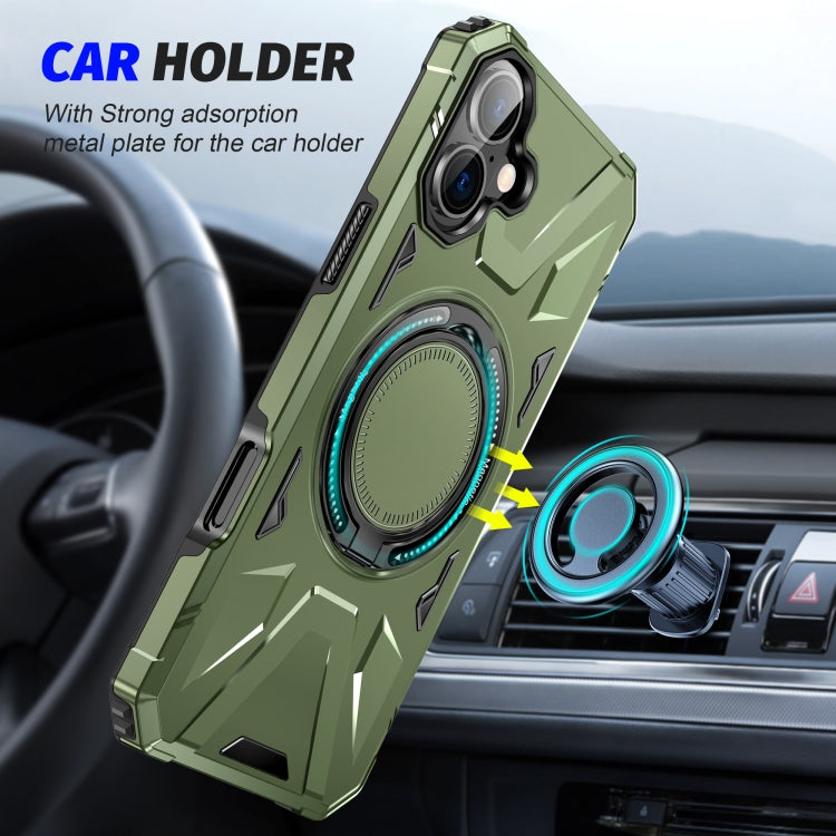 For iPhone 16 Plus MagSafe Magnetic Shockproof Phone Case with Ring Holder