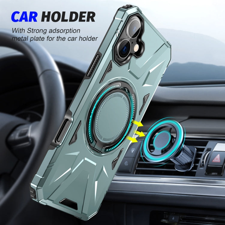 For iPhone 16 MagSafe Magnetic Shockproof Phone Case with Ring Holder