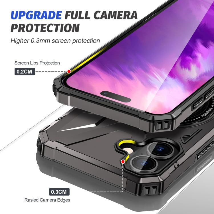 For iPhone 16 MagSafe Magnetic Shockproof Phone Case with Ring Holder