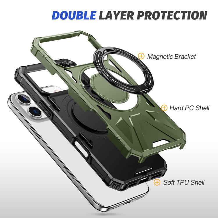 For iPhone 17 Pro Max MagSafe Magnetic Shockproof Phone Case with Ring Holder