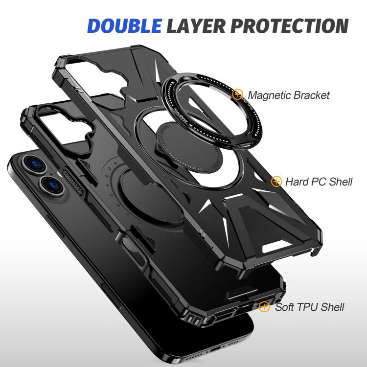 For iPhone 17 MagSafe Magnetic Shockproof Phone Case with Ring Holder