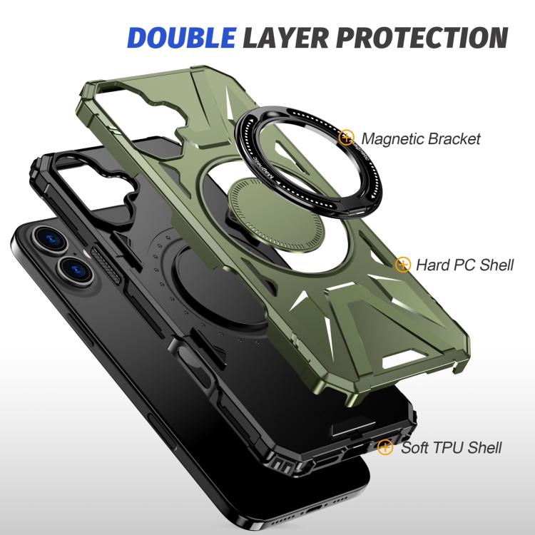 For iPhone 17 MagSafe Magnetic Shockproof Phone Case with Ring Holder