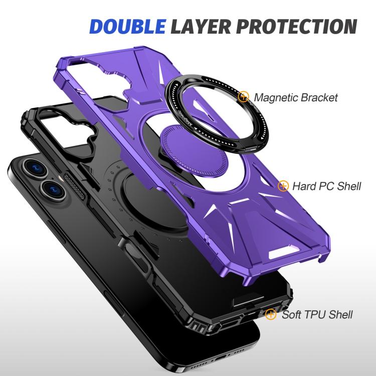 For iPhone 17 MagSafe Magnetic Shockproof Phone Case with Ring Holder