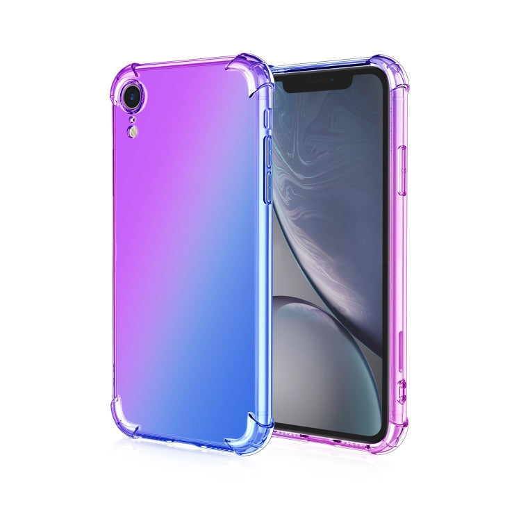 For iPhone XR Four-Corner Airbag Shockproof Gradient Color Clear TPU Case